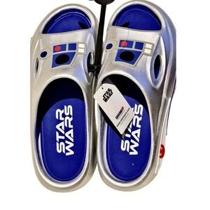 Star‎ Wars Novelty Sport Disney R2 D2 Slides Silver Sandal Mens Size 8 NEW